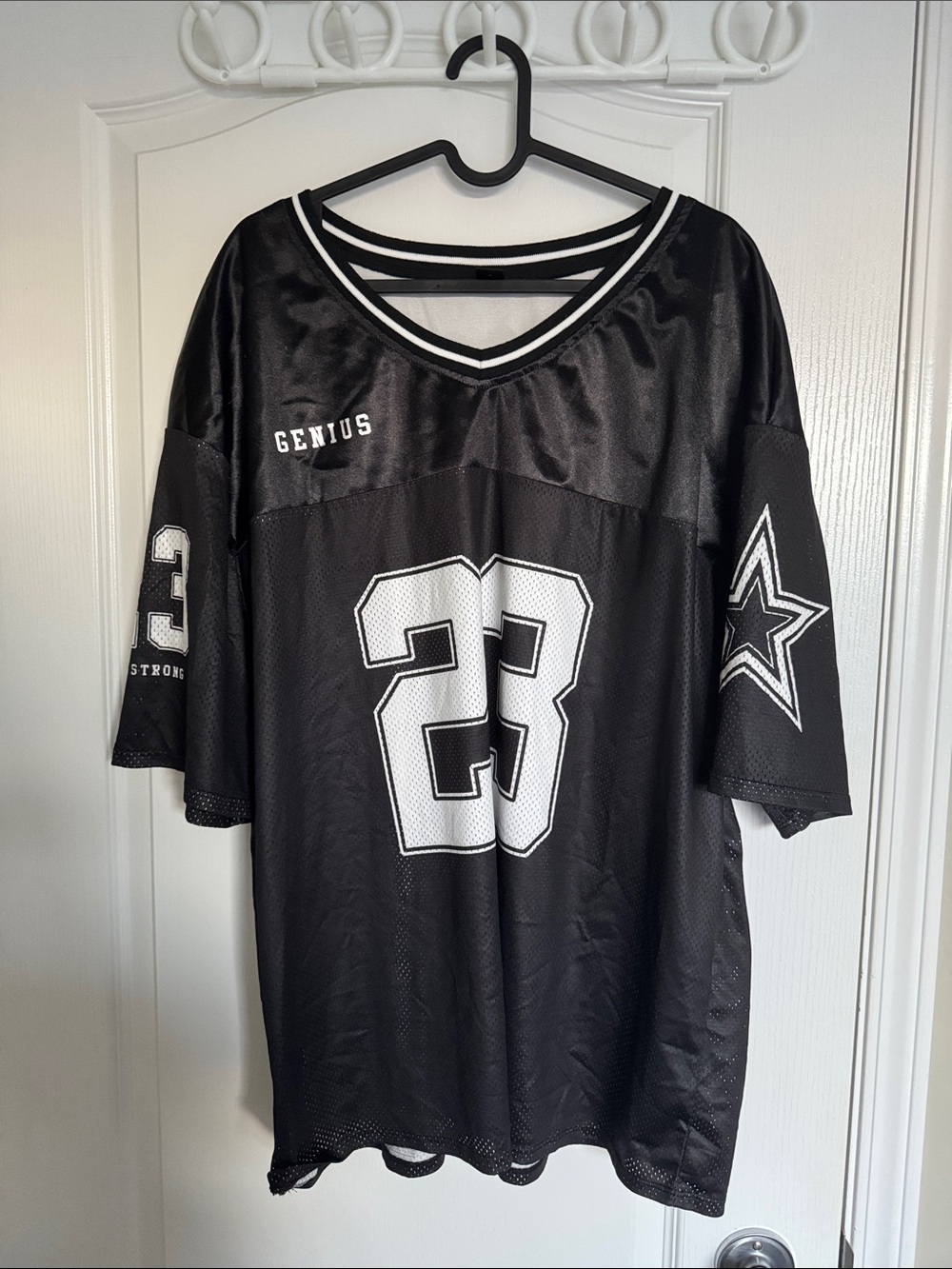 SHEIN Black Mesh '23 Football Jersey with White Numbering